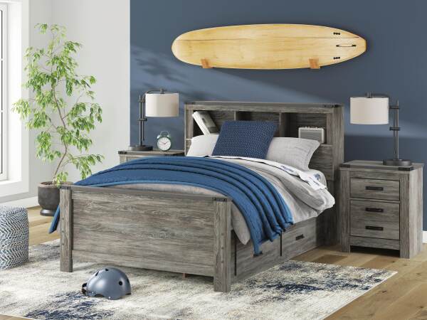 Frandern Full Bookcase Panel Bed with Storage, Dresser, Mirror and Chest - Image 27