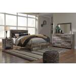 Derekson Queen Panel Storage Bed with Mirrored Dresser and Nightstand