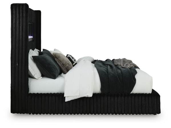 Tayleena Queen Upholstered Bed with Fireplace and Wireless Audio - Image 5