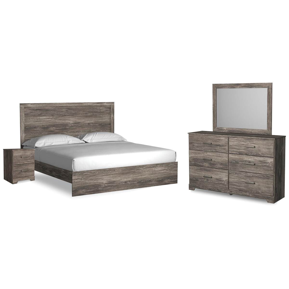 27f3e72c3b7c783a62877d1892fdcafc Ralinksi King Panel Bed, Dresser, Mirror, and Nightstand - Image 1