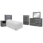 Baystorm Twin Panel Headboard Bed, Dresser, Mirror and Nightstand