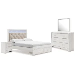 Altyra Queen Panel Storage Bed with Mirrored Dresser and Nightstand