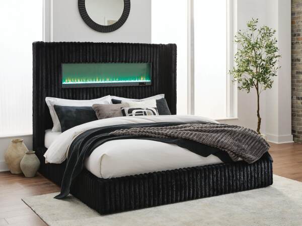 Tayleena Queen Upholstered Bed with Fireplace and Wireless Audio - Image 8