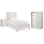Paxberry Twin Panel Bed, Chest and Nightstand