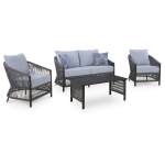 Bridges Beach Outdoor Love/Chairs/Table Set (Set of 4) - Image 2