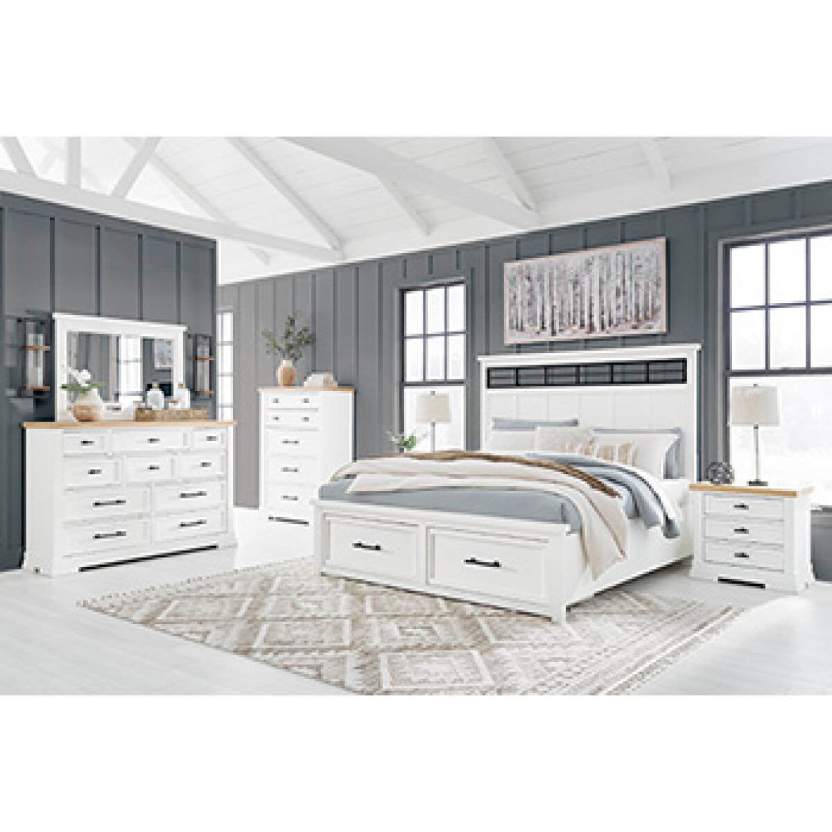 2e5caaa6dab84c5cf972aa604893b128 Ashbryn Queen Panel Headboard with Roll Slats - Image 1