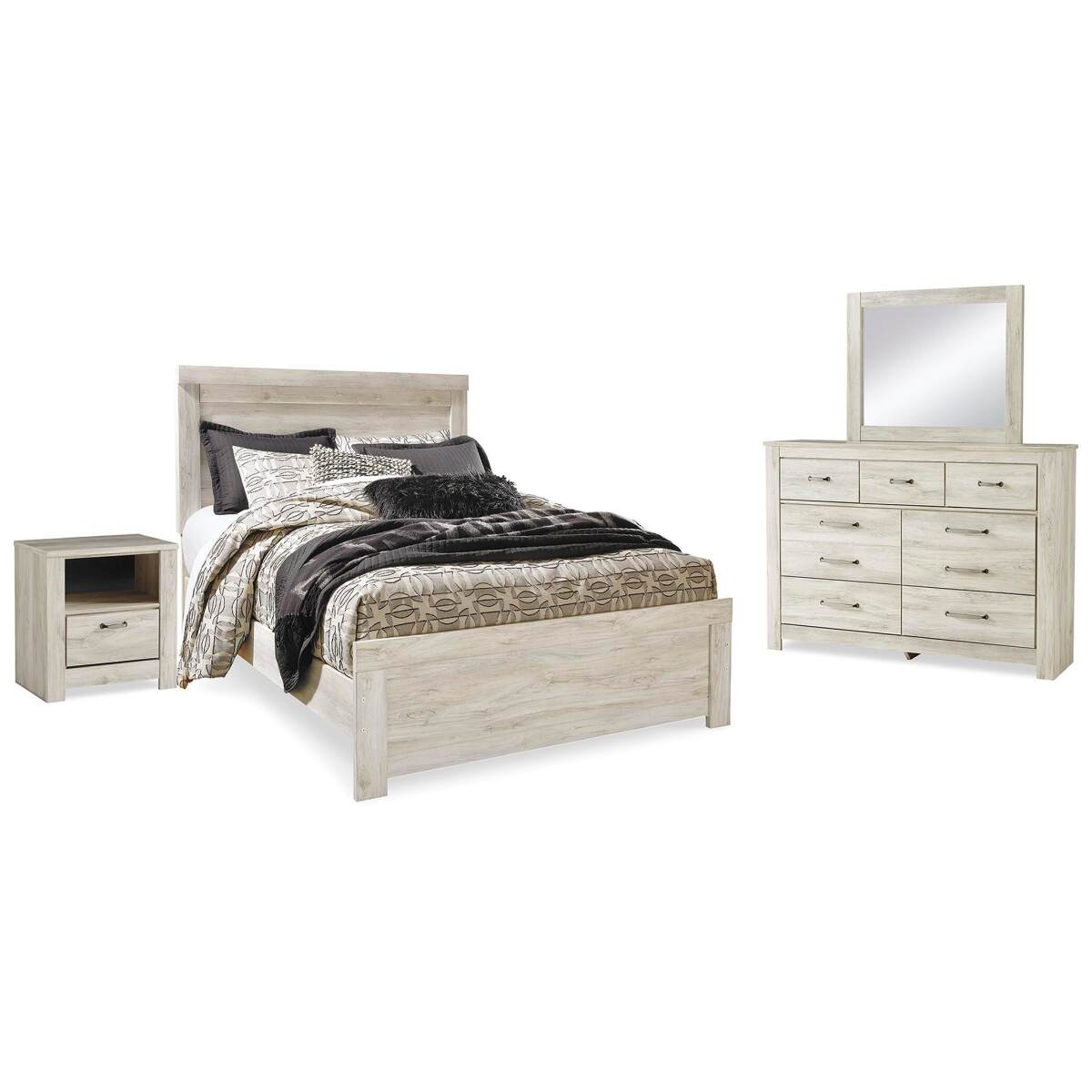 2ebc8847914b51eca29444f7de166f08 Bellaby Queen Panel Bed, Dresser, Mirror, and Nightstand - Image 1