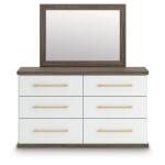 Kendanport Queen Upholstered Platform Bed, Dresser and Mirror - Image 3