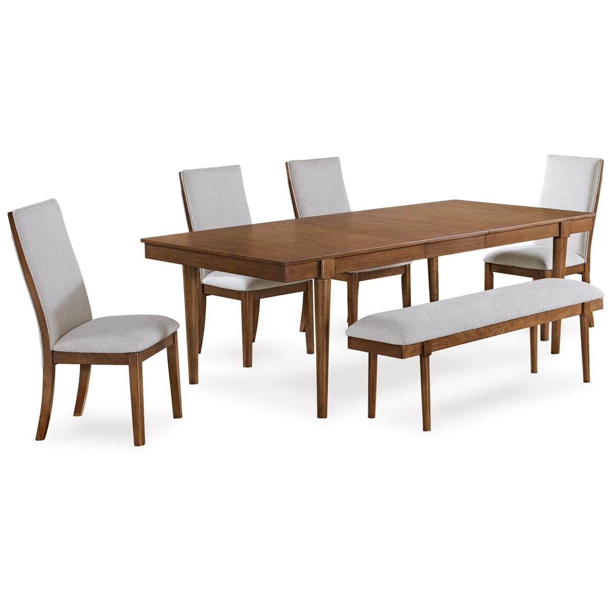 2f73356c486bc12f54116d141226c128 Lyncott Extension Dining Table, 4 Chairs and Bench - Image 1