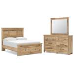 Makidern Full Panel Storage Bed, Dresser and Mirror