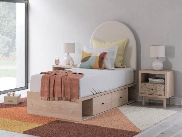 Arloster Twin Upholstered Panel Bed with Storage - Image 3