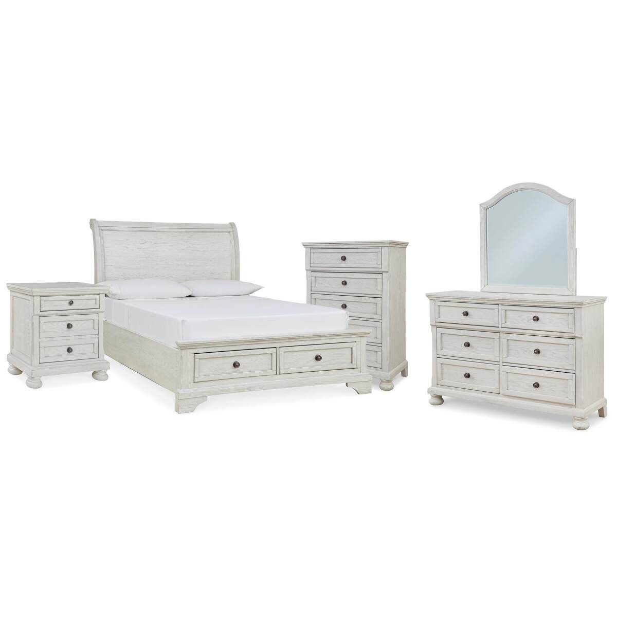31302815fda3b6b54e87aabb121ba701 Robbinsdale Full Storage Sleigh Bed, Dresser, Mirror, Chest and Nightstand - Image 1