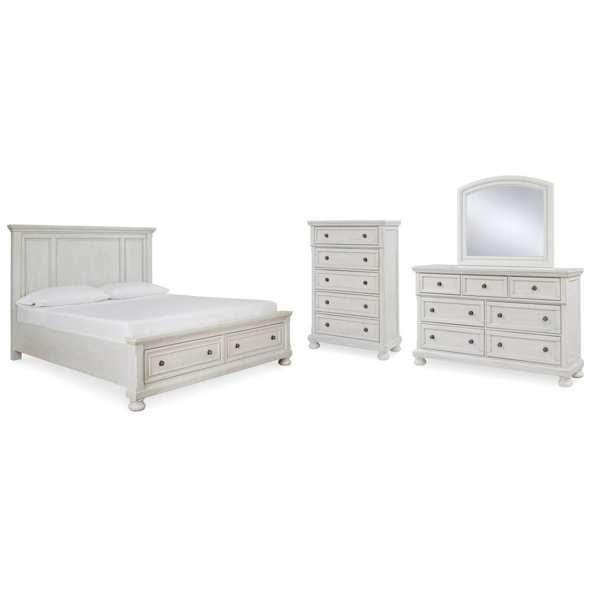 32619a626c6117684a0bdb6f35b3528f Robbinsdale Queen Panel Storage Bed, Dresser, Mirror and Chest - Image 1