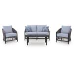 Bridges Beach Outdoor Love/Chairs/Table Set (Set of 4) - Image 4