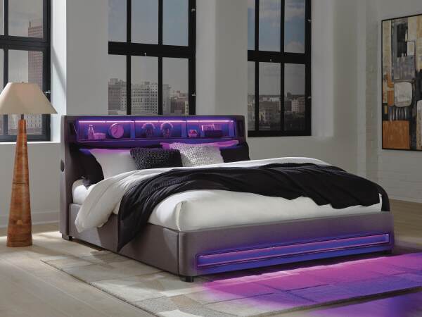 Verishaw California King Upholstered Bed with Wireless Audio - Image 15