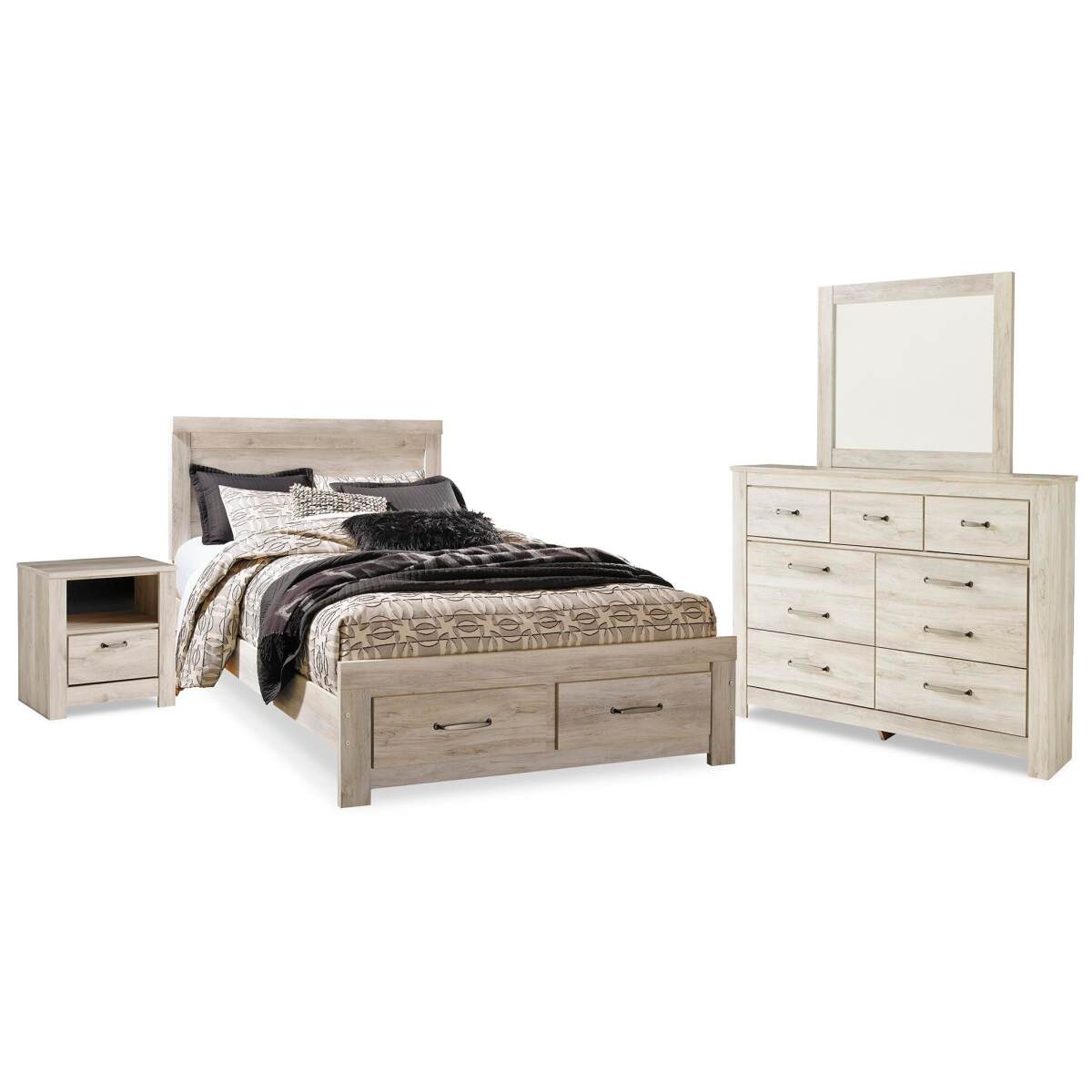 347145180cb728752f7a5b72bae54d63 Bellaby Queen Panel Storage Bed, Dresser, Mirror and Nightstand - Image 1
