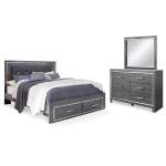 Lodanna King Upholstered Storage Bed, Dresser and Mirror