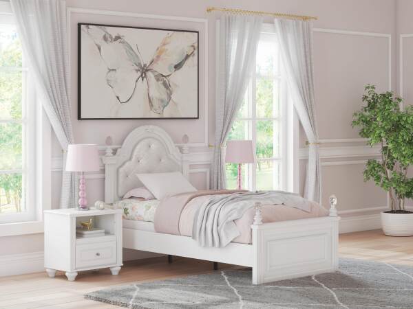 Kozlani Twin Upholstered Panel Bed, Dresser and Mirror - Image 13