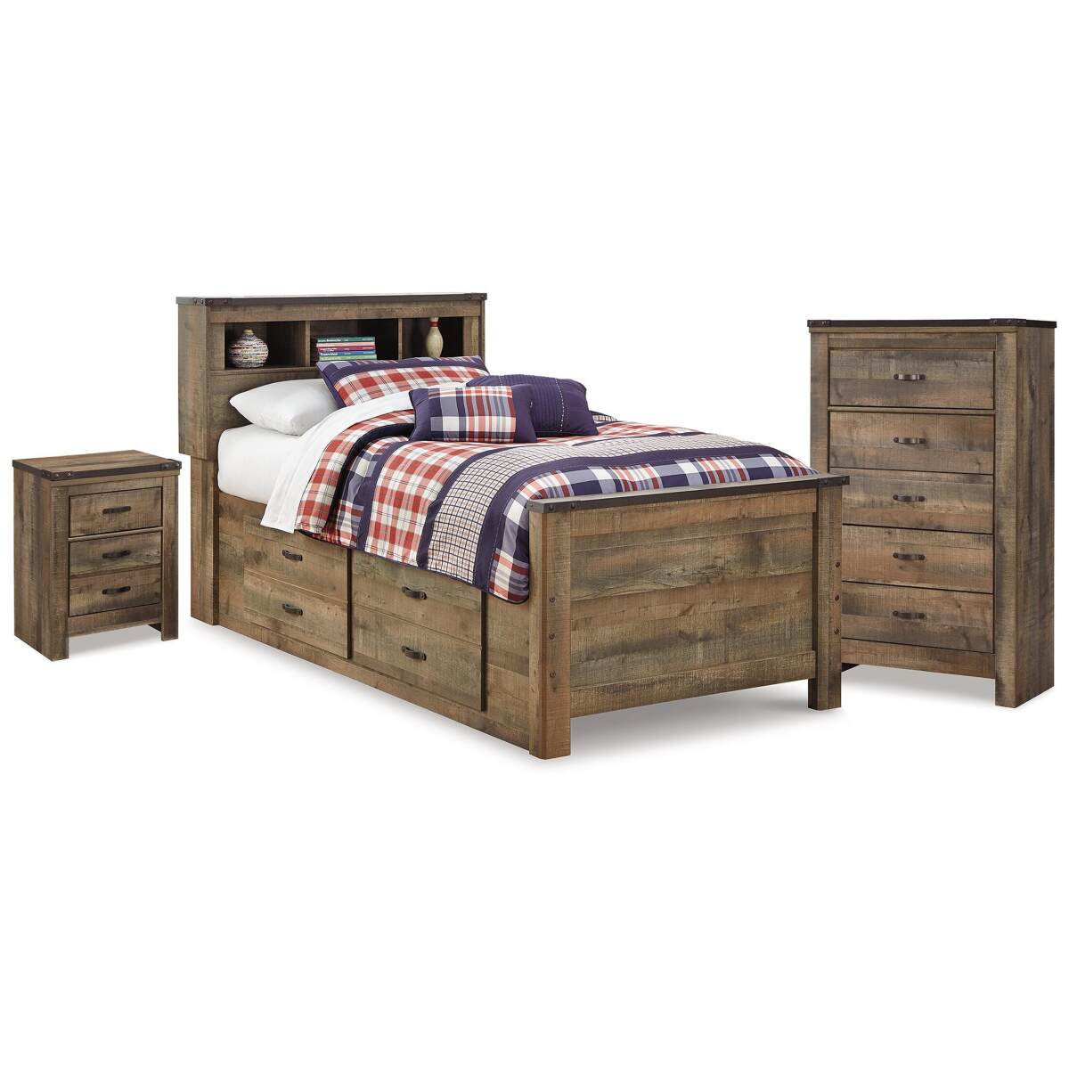 362609ff9fa25474aa76b3d3da42e79e Trinell Twin Storage Bed, Chest and Nightstand - Image 1