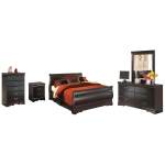 Huey Vineyard Queen Sleigh Bed with Dresser, Mirror, Chest and Nightstand