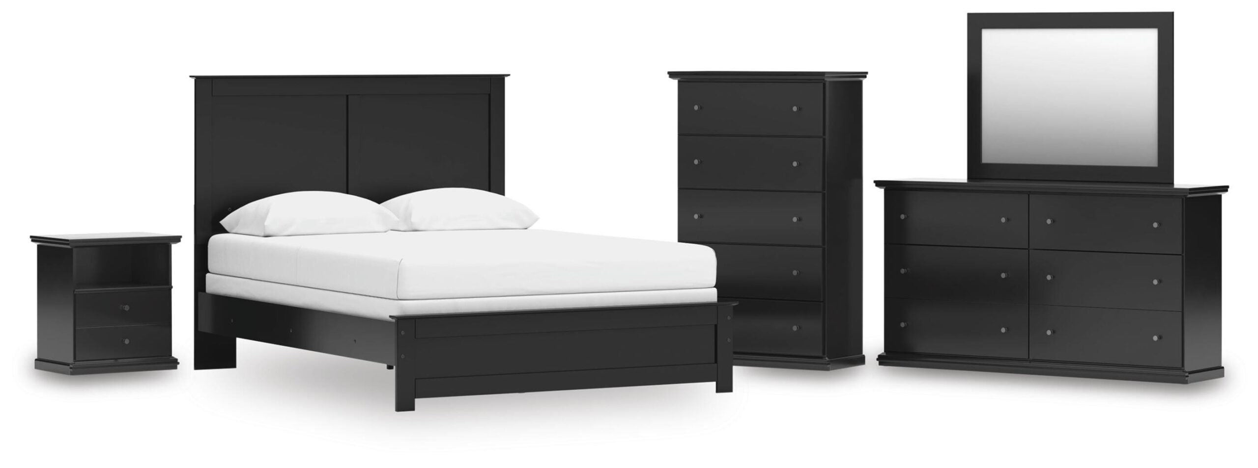 3771aab49c7a87bc2ce3482a849d0d55 Maribel Queen Panel Bed, Dresser, Mirror, Chest and Nightstand - Image 1