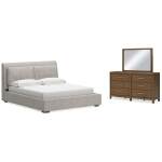 Cabalynn King Upholstered Bed, Dresser and Mirror