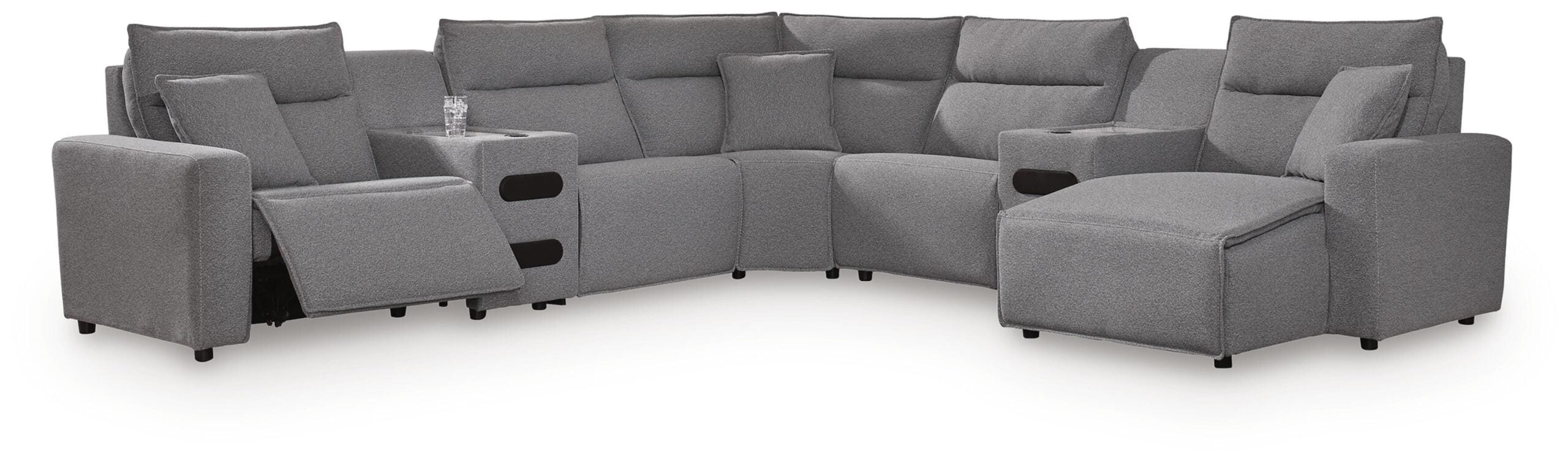 397f9fa2435434ed89e0440be380bf73 Modmax II 7-Piece Power Reclining Sectional with Chaise and Audio Consoles - Image 1