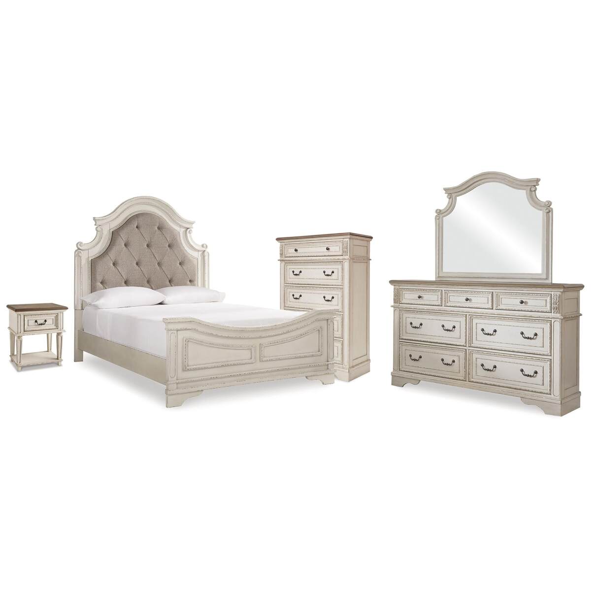 3993cc602831aea7c4cc22b92bcdfdca Realyn Queen Panel Bed Dresser, Mirror, Chest and Nightstand - Image 1