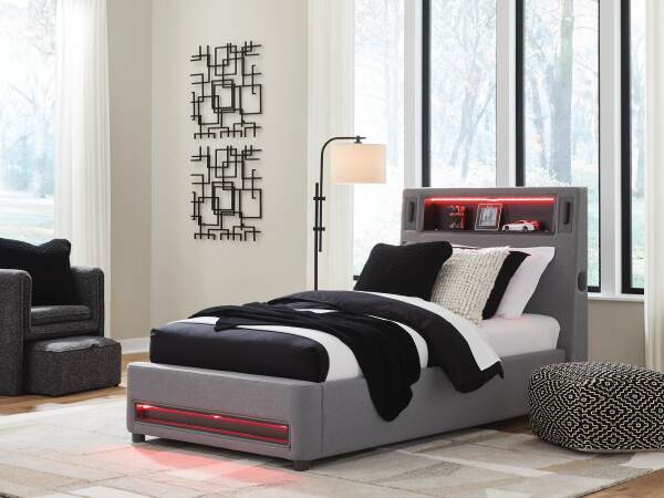 Verishaw Twin Upholstered Bed with Wireless Audio - Image 9