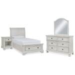 Robbinsdale Twin Storage Bed, Dresser, Mirror and Nightstand