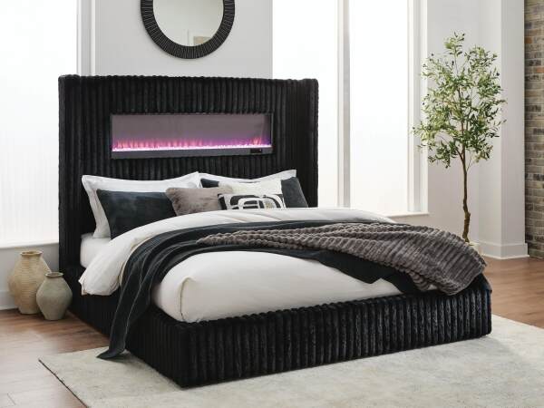 Tayleena Queen Upholstered Bed with Fireplace and Wireless Audio - Image 7