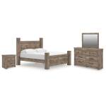Rusticott King Poster Bed, Dresser, Mirror and Nightstand
