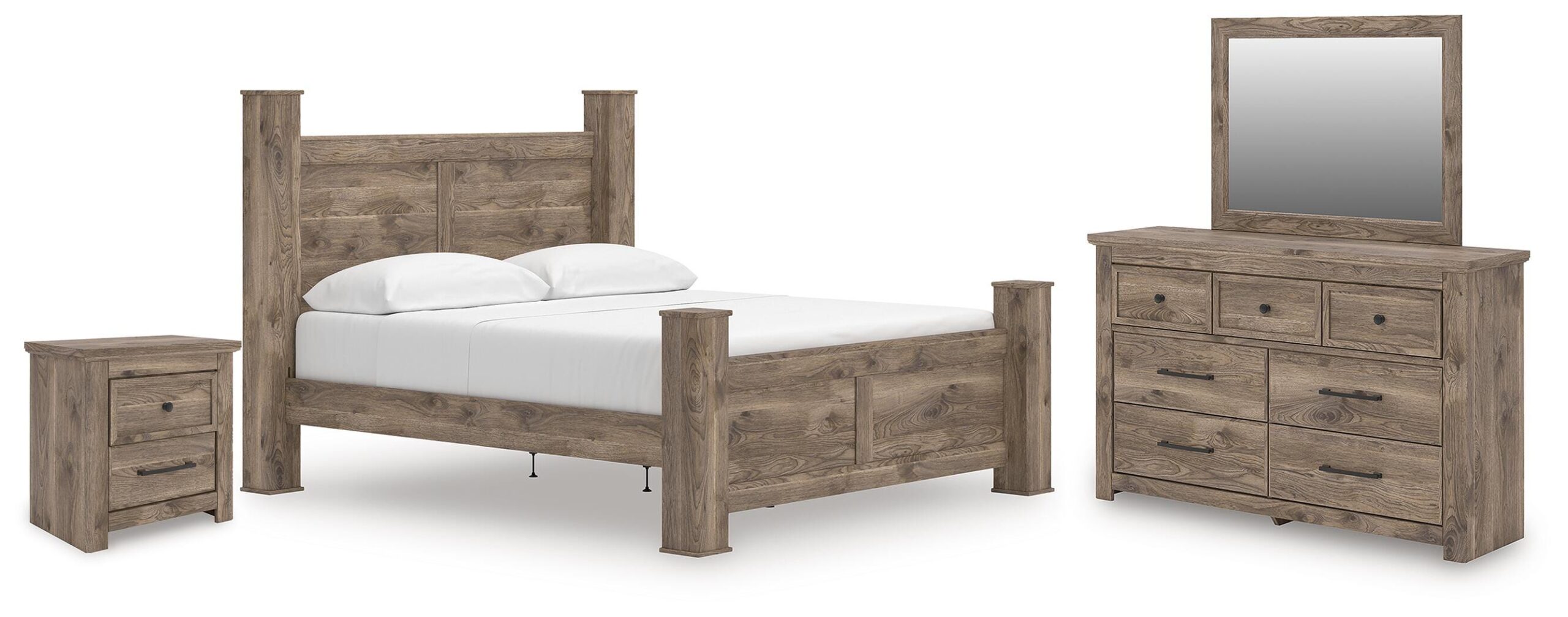 3d4f96e7e496ea50b3e33c5ba6fce1de Rusticott King Poster Bed, Dresser, Mirror and Nightstand - Image 1