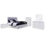 Jarlee Queen Upholstered Panel Bed, Dresser, Mirror, Chest and 2 Nightstands - Image 2