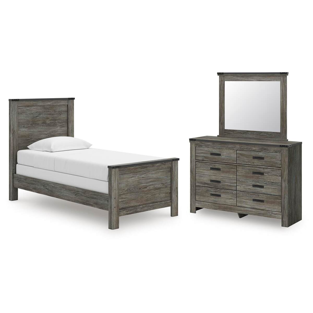 3eead1cdd0e0e8ea8366e0a4b84871b6 Frandern Twin Panel Bed, Dresser and Mirror - Image 1