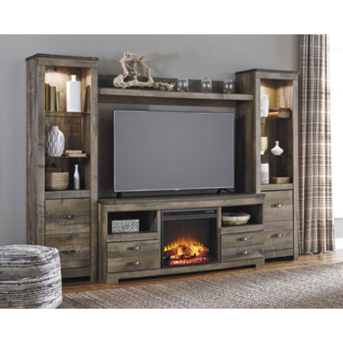 40be01b8ef80f34dc970e22ec0d6a7be Trinell 4-Piece Entertainment Center with Electric Fireplace - Image 1