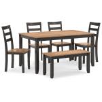 Gesthaven Dining Table with 4 Chairs and Bench (Set of 6) - Image 2