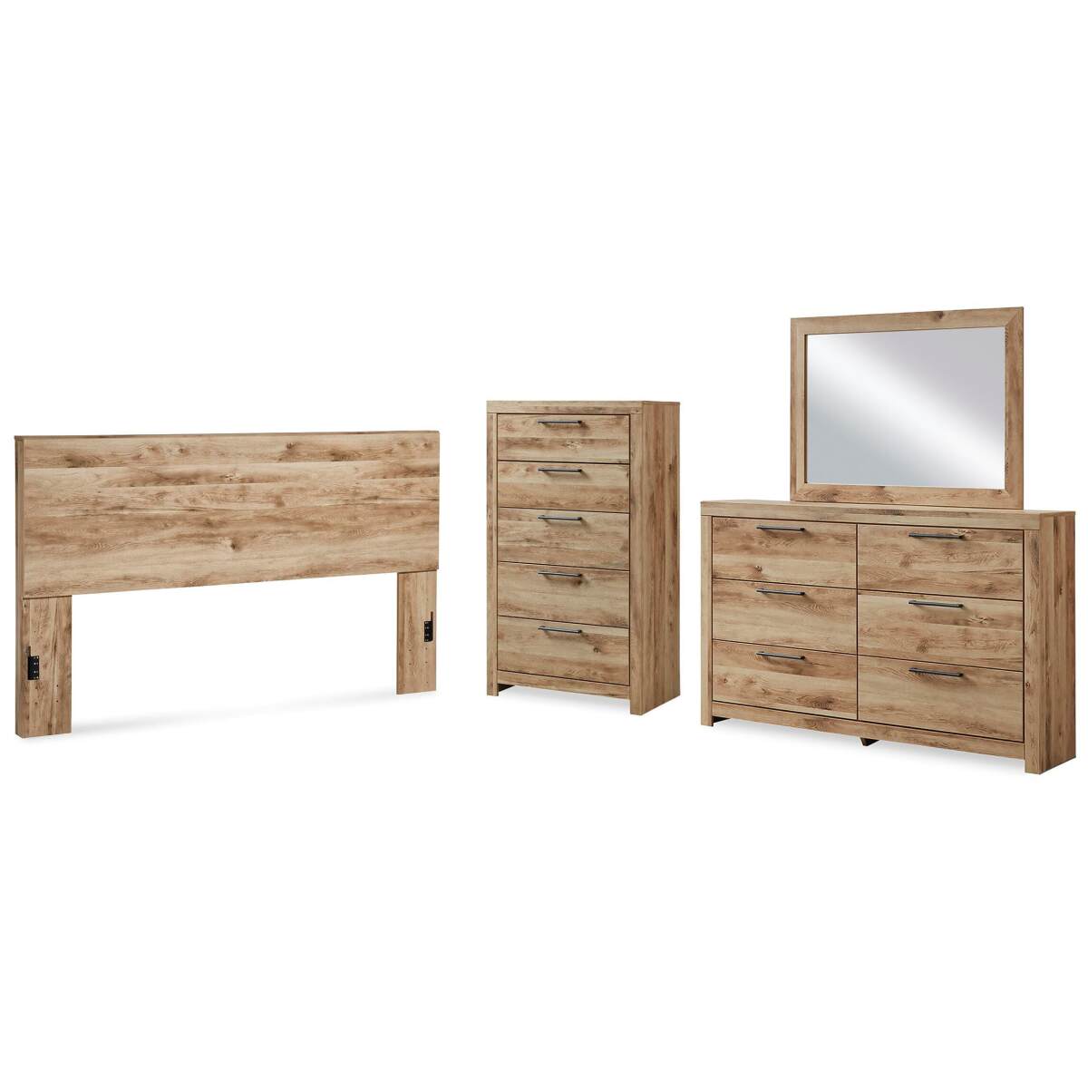 4114966f38ce9216c4be168c06451052 Hyanna King Panel Headboard, Dresser, Mirror and Chest - Image 1