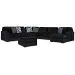 Midnight-Madness 4-Piece Sectional and Oversized Accent Ottoman