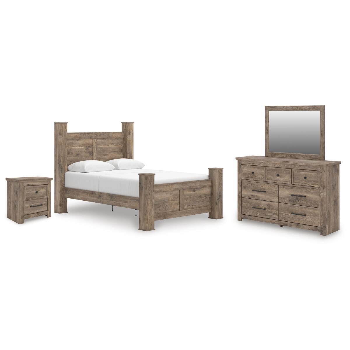 42509678dda57287b26351f55b32710d Rusticott Queen Poster Bed, Dresser, Mirror and Nightstand - Image 1