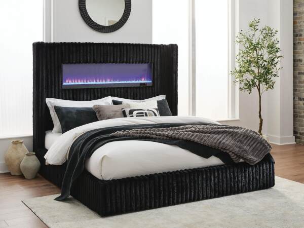 Tayleena Queen Upholstered Bed with Fireplace and Wireless Audio - Image 10