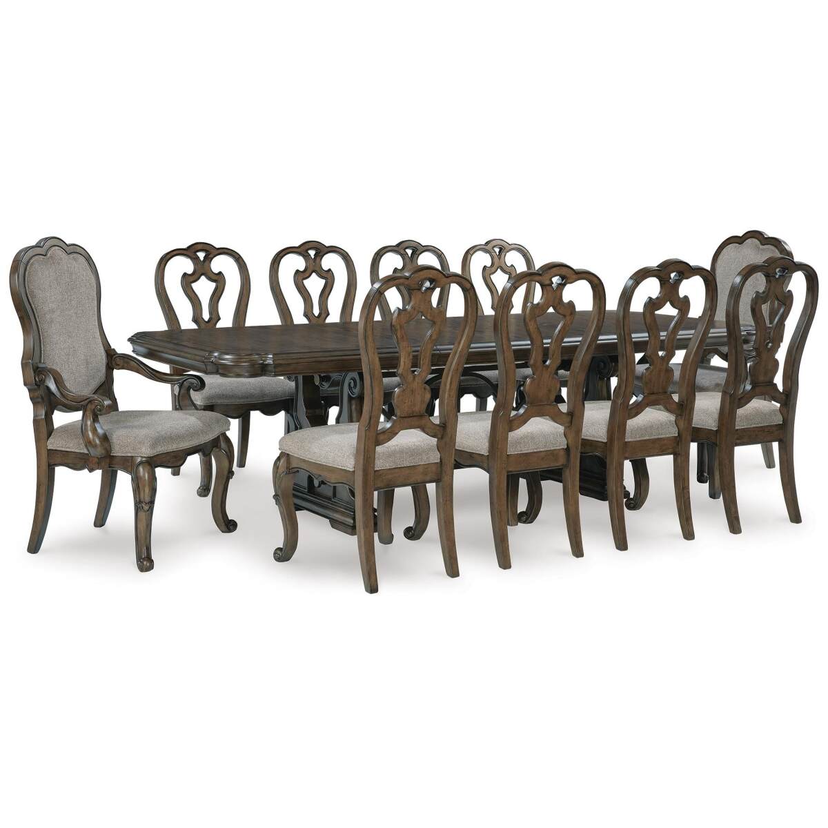427a33b0c50088f339afea8eb5e67b01 Maylee Dining Table and 10 Chairs - Image 1