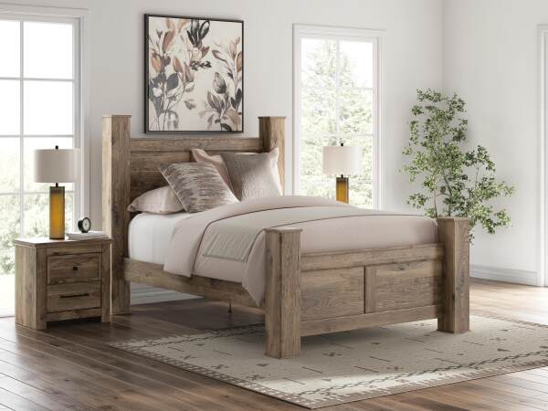 Rusticott Queen Poster Bed, Dresser, Mirror and Nightstand - Image 25
