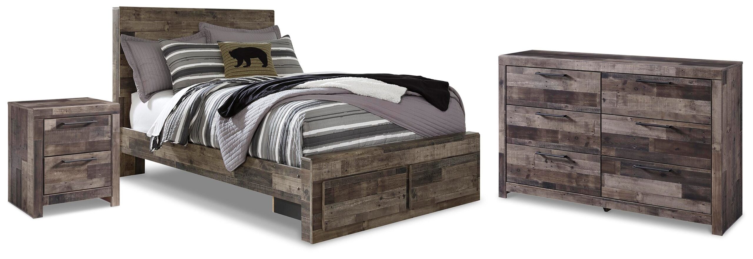 439c9f0b13713e756cf9a99d43f5f96f Derekson Full Storage Bed, Dresser and Nightstand - Image 1