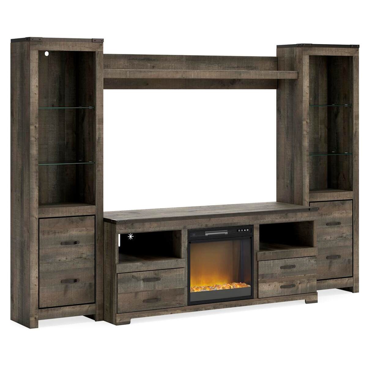 449b4f36f3a99f9877e4b7626e363d86 Trinell 4-Piece Entertainment Center with Electric Fireplace - Image 1