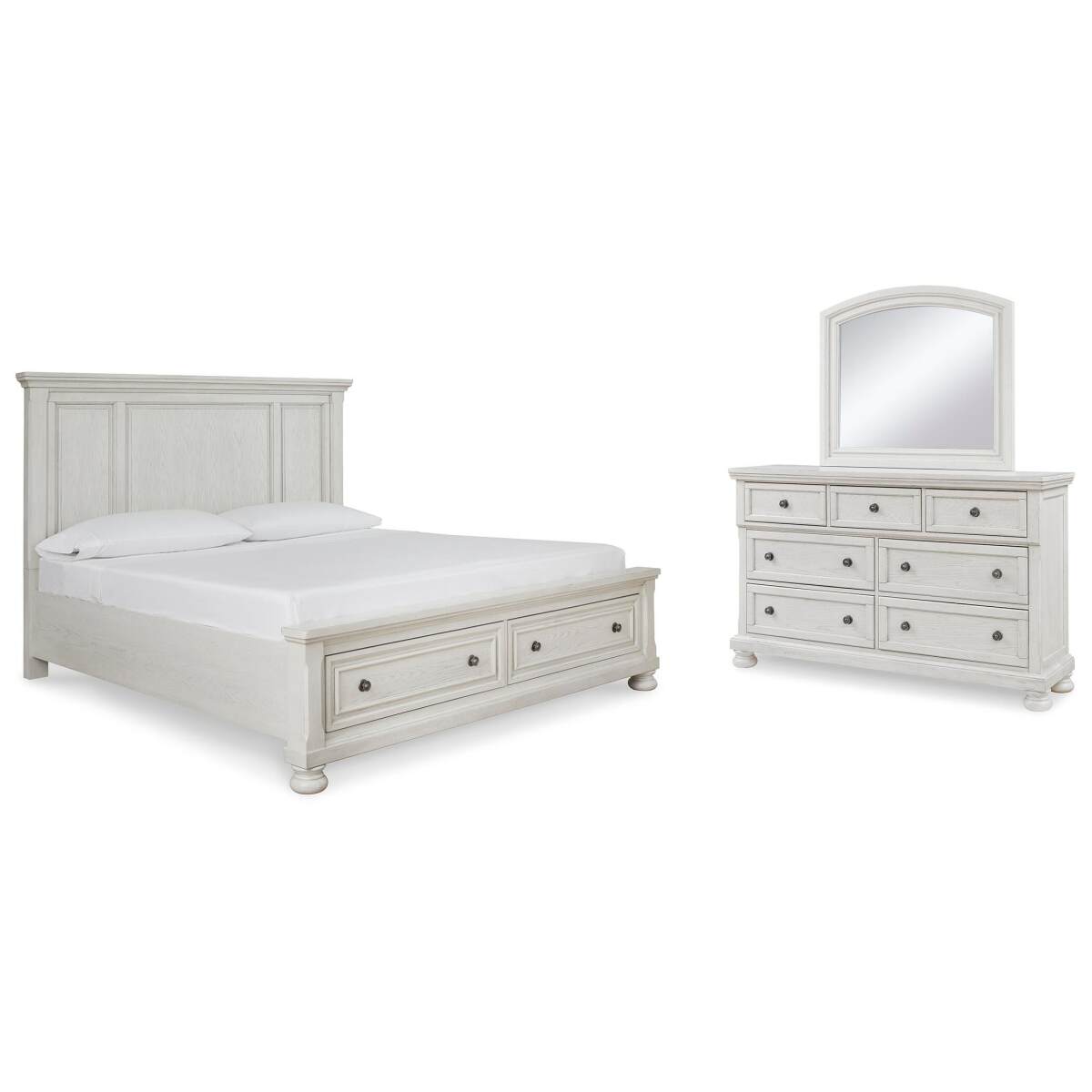 46058c9d6b71aa49910f6f518ce6cc33 Robbinsdale King Panel Storage Bed, Dresser and Mirror - Image 1