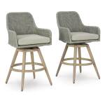 Seton Creek Outdoor Bar Height Barstool with Cushion (Set of 2) - Image 2
