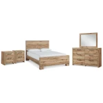 Hyanna Queen Panel Bed with Dresser, Mirror and 1 Nightstand