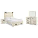 Cambeck Queen Panel Storage Bed, Dresser, Mirror and Nightstand