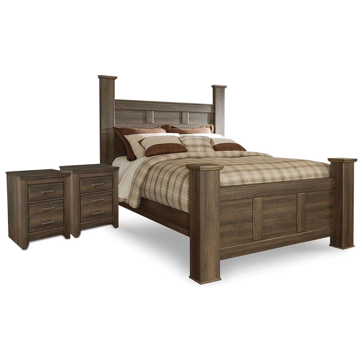 4a96bc84cbdcae3f9db399b49265cd1a Juararo Queen Poster Bed and 2 Nightstands - Image 1